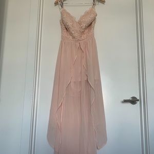 Blush Sheer Pink maxi lace  dress